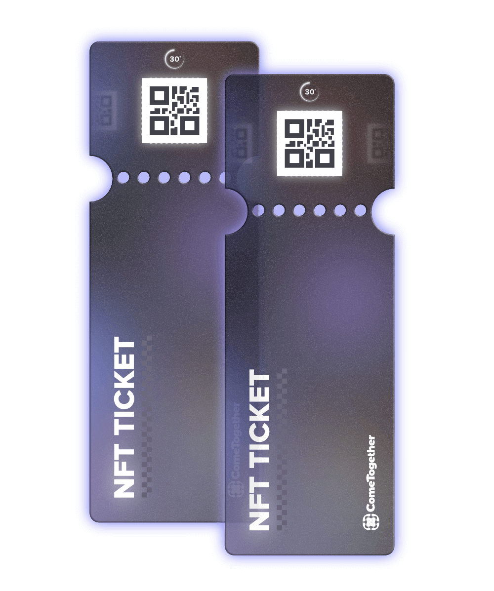 Vertical NFT ticket stubs to visual the concept with traditional tickets